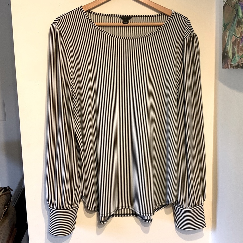 Ann Taylor black and white striped top size XXL